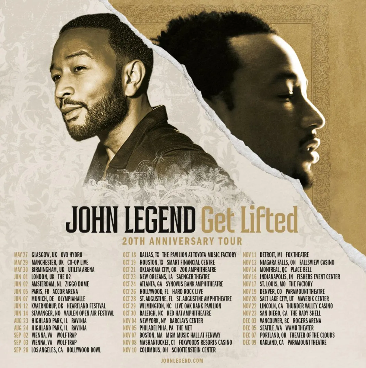 John Legend Get Lifted Tour Poster 2026